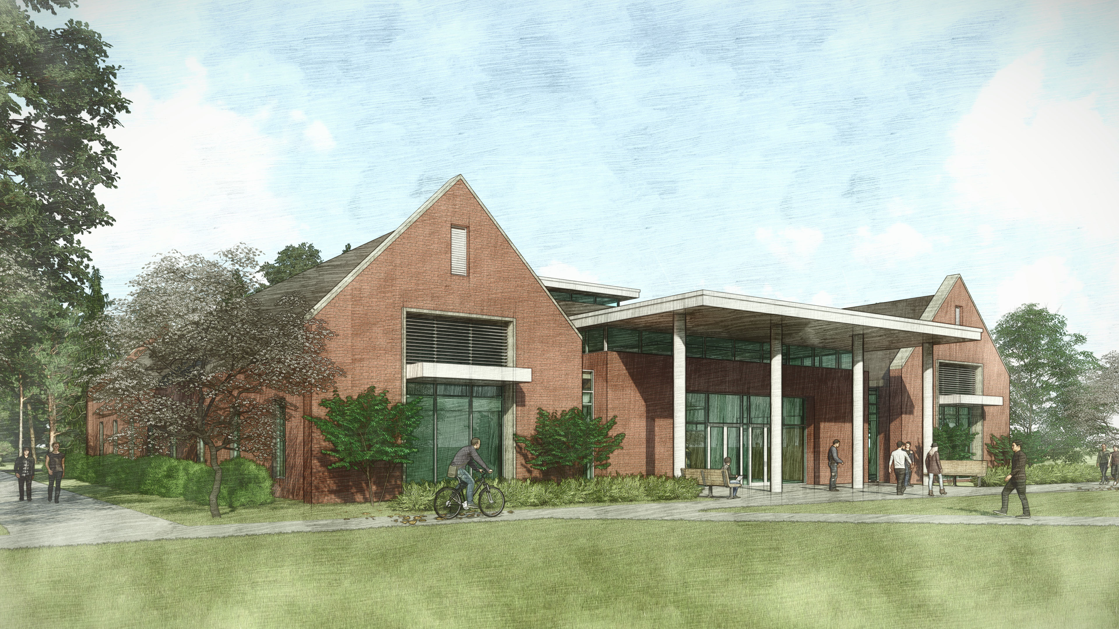 Francis Marion University - Honors Learning Center - Primary Entry Exterior Concept Rendering