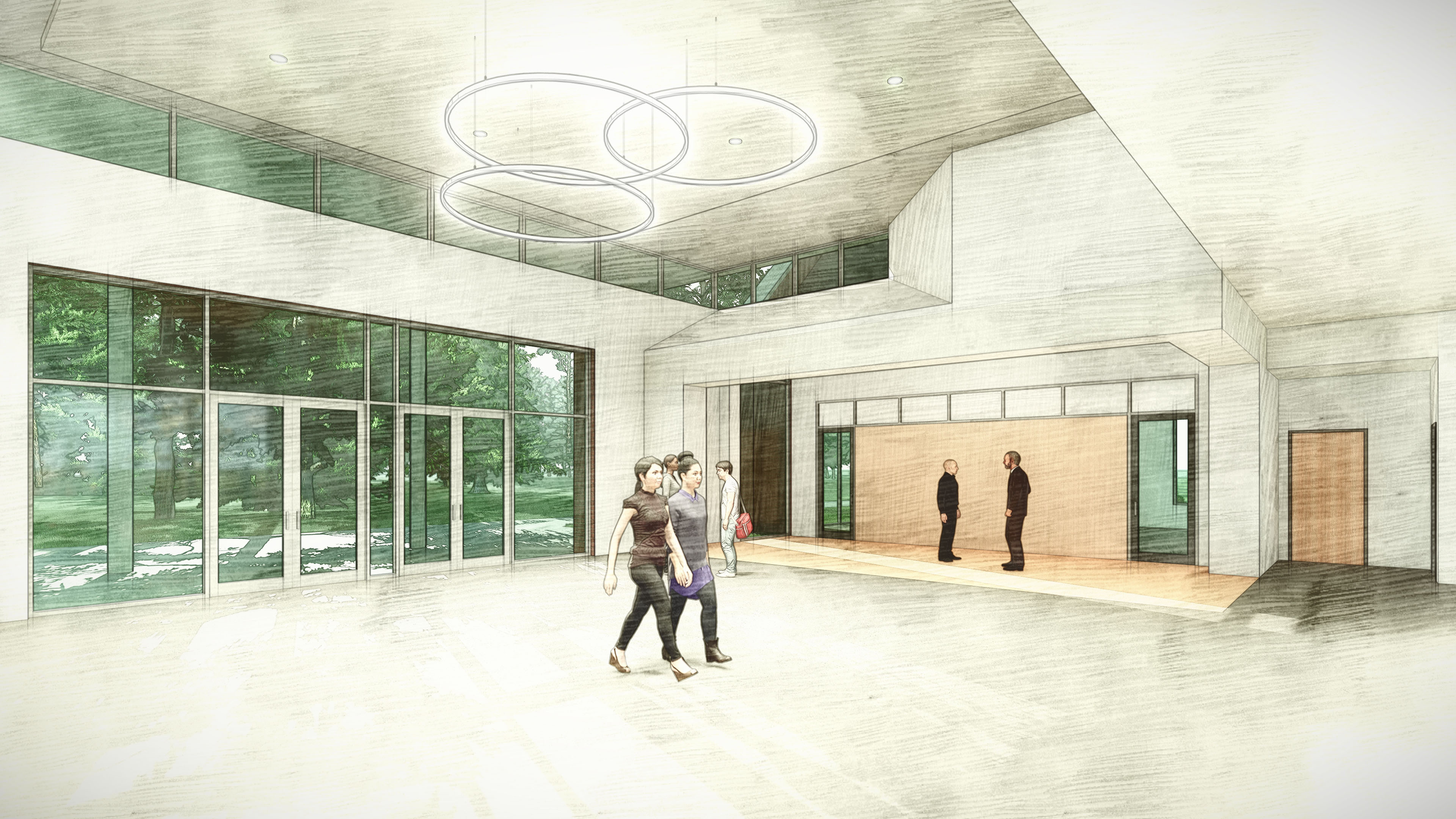 Francis Marion University - Honors Learning Center - Primary Entry Lobby Interior Concept Rendering